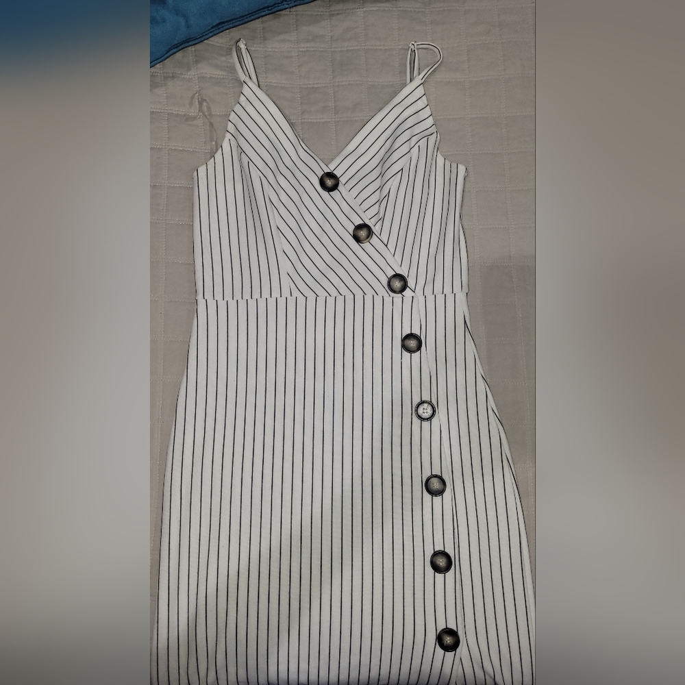 Elegant Striped Black and White Dress
